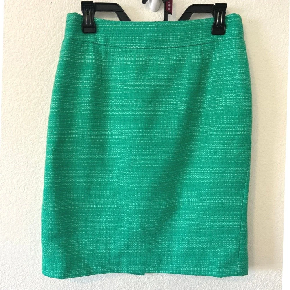 Banana Republic Green Tweed Dopamine Pencil Skirt Size 10 Textured Knee Length